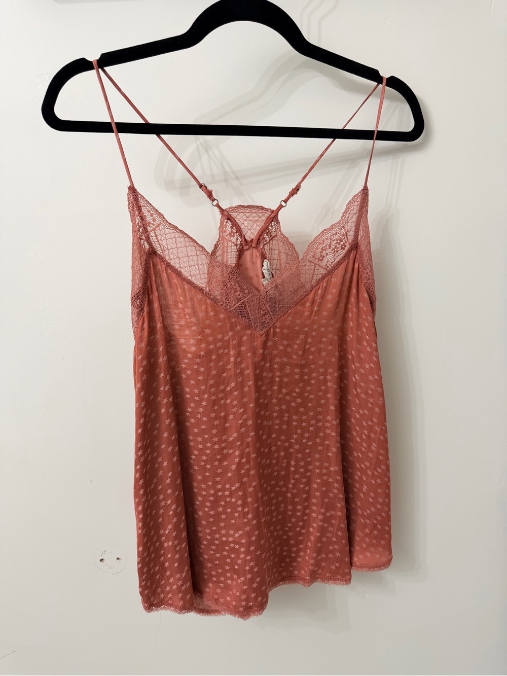 lovestitch Dusty Rose Lace-Trim Star Print Cami